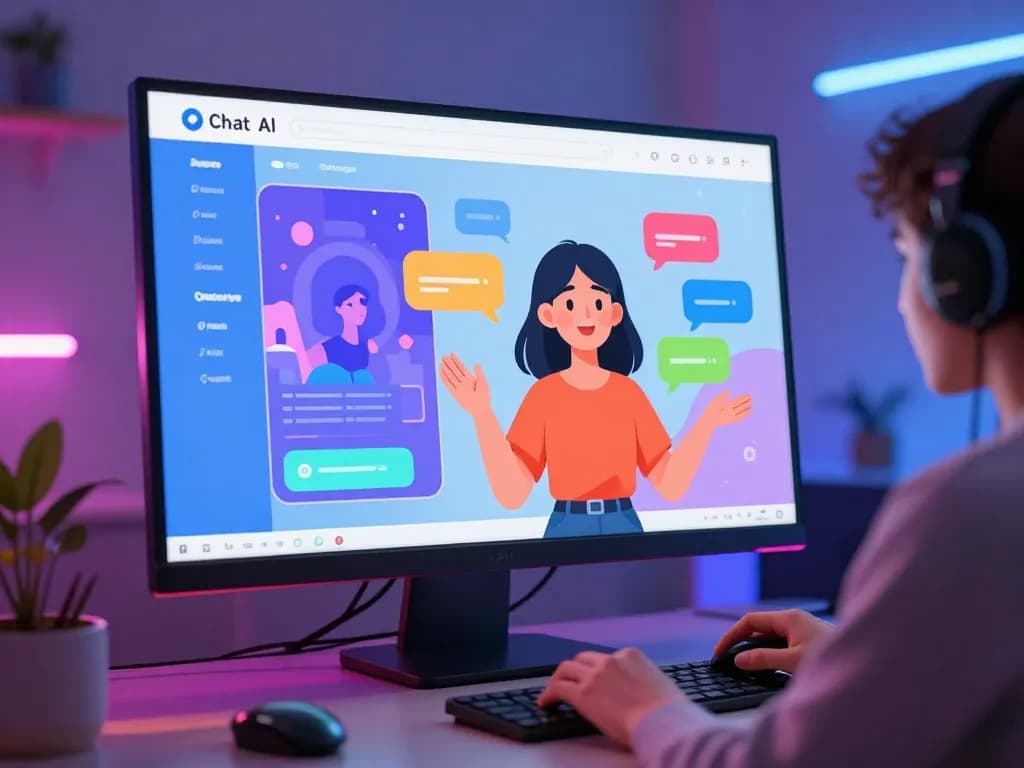 AI chat porn interaction with engaging chatbot interface and avatars enhancing digital intimacy.