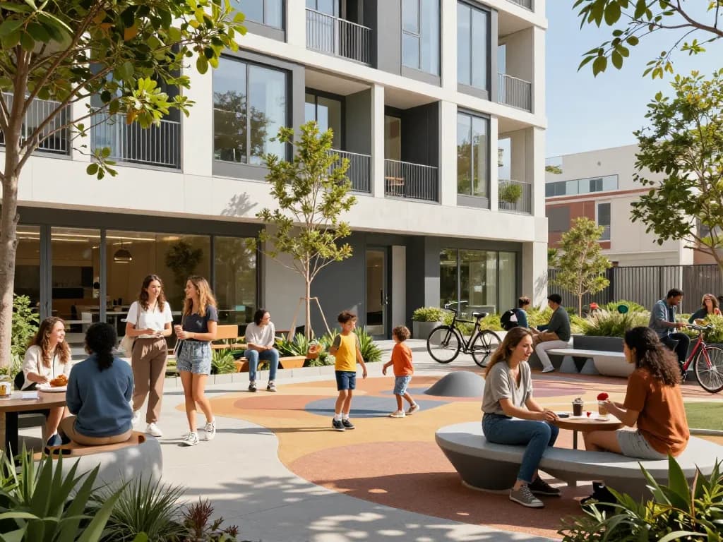 Residents enjoying community spaces at Five88, showcasing modern urban living.