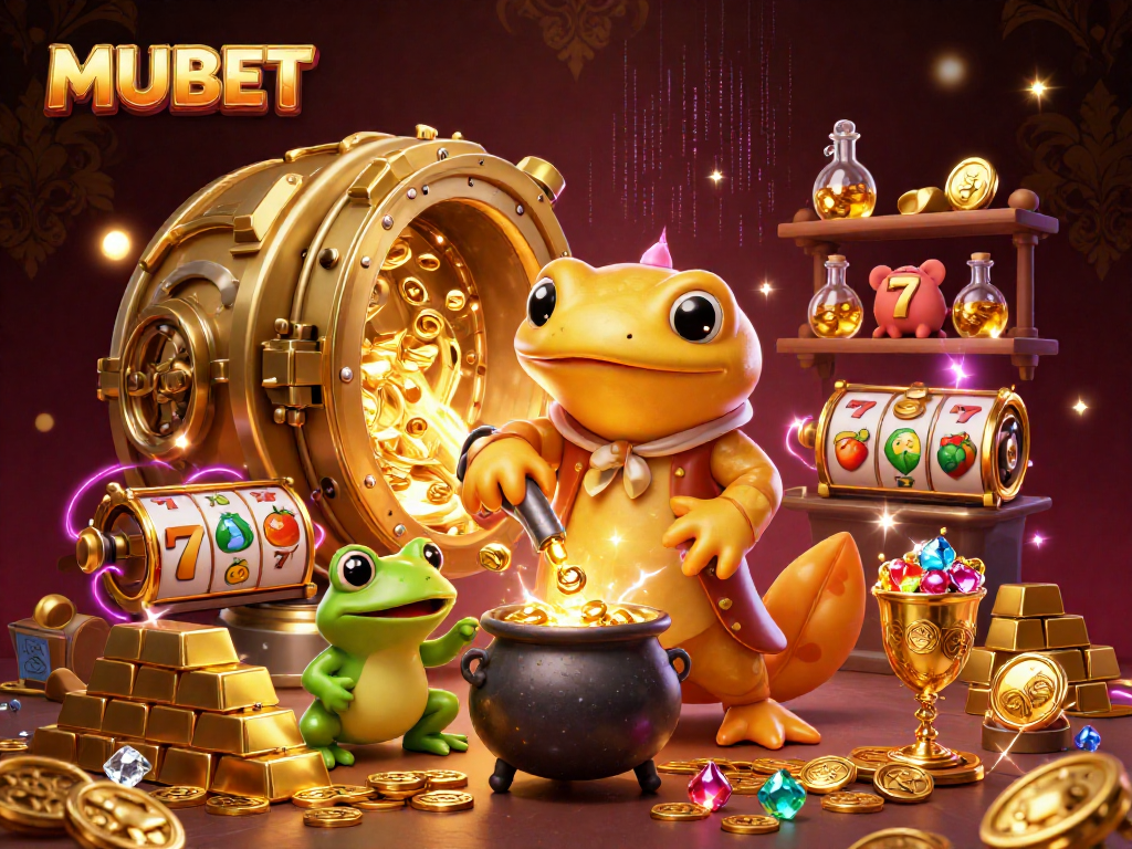 MUBET engages in exciting gameplay with a golden salamander alchemist and lots of casino treasures.
