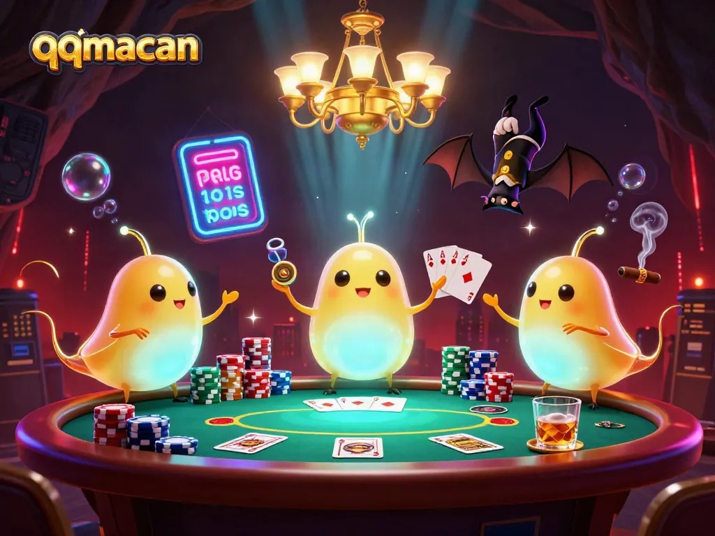Experience thrilling gameplay at qqmacan with glowworms lighting a vibrant casino scene