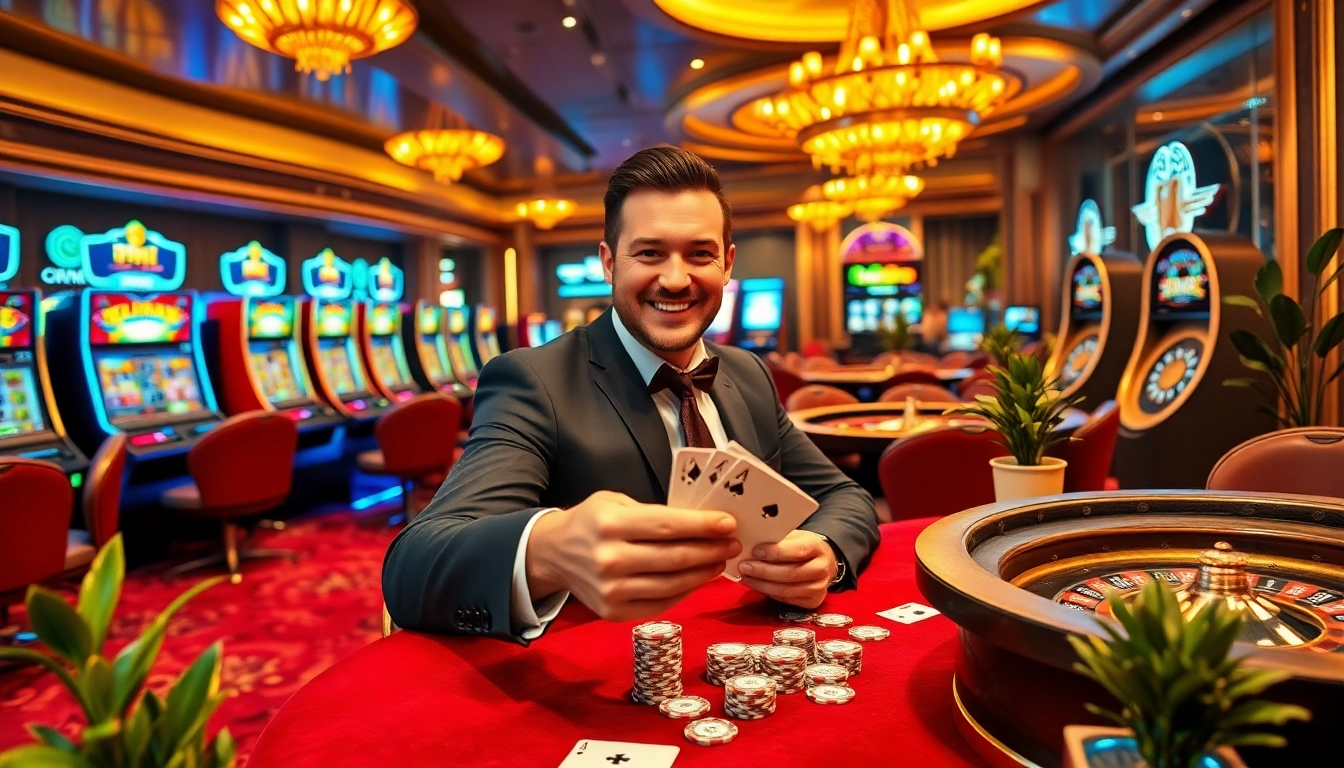 Nohu-themed poker scene with vibrant decor, luxurious ambiance, and thrilling gambling excitement.