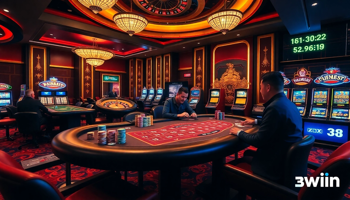 Experience the excitement of Trang chủ 32win with high-stakes poker and vibrant casino tables filled with chips.