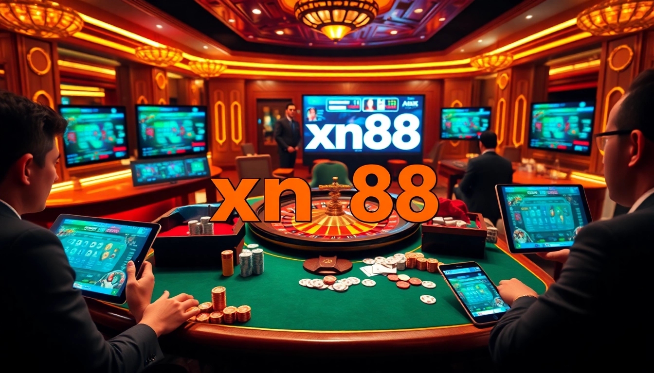 Log in to XN88 with excitement at a vibrant casino gaming table.