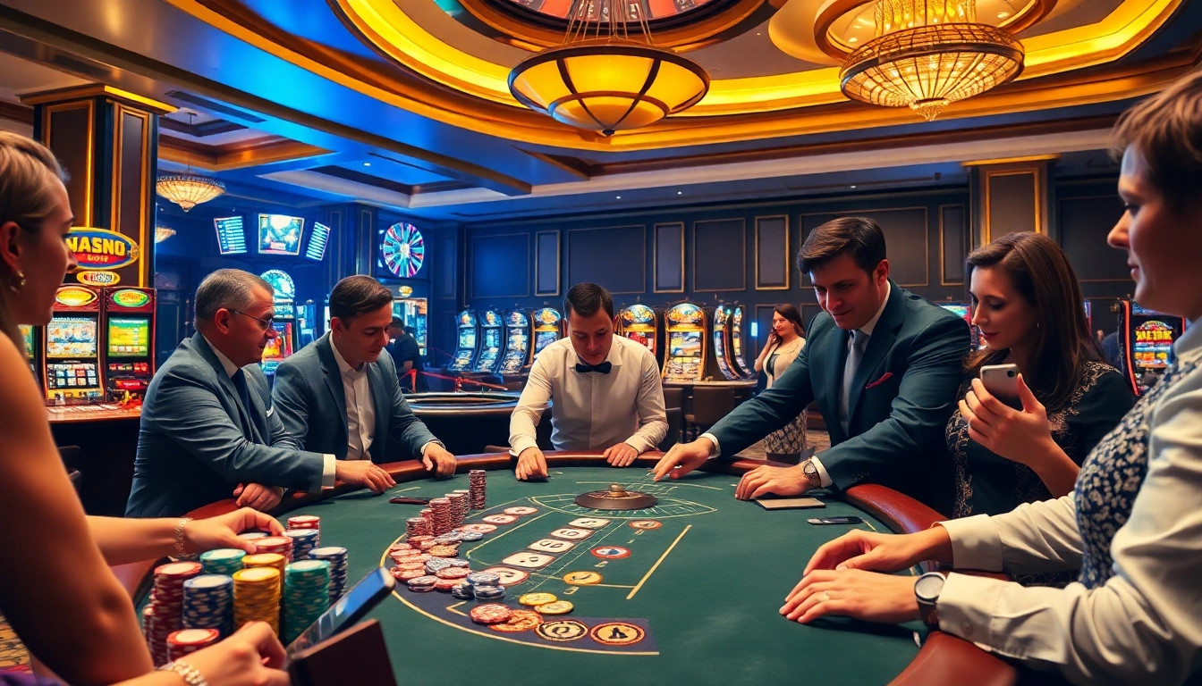 Experience excitement and strategy at https://789p.gives/ with a vibrant casino scene featuring players and games.