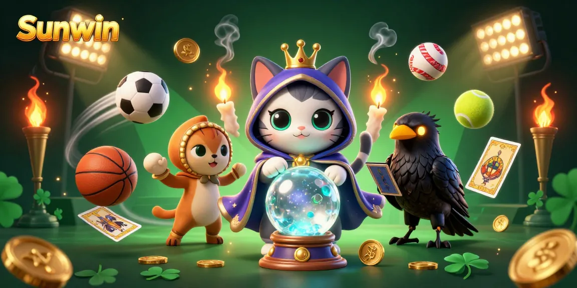 Engage in thrilling gaming with Sunwin's mystic cat, tarot raven, and dynamic sports elements.