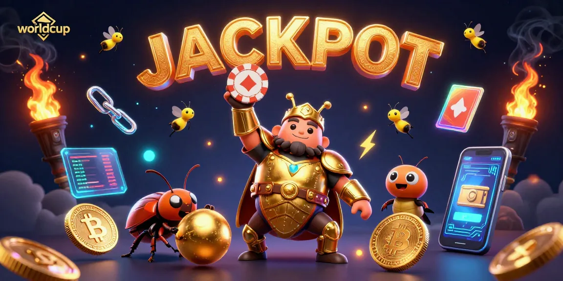 Experience the exciting worldcup with a dazzling victory scene featuring characters and crypto elements.