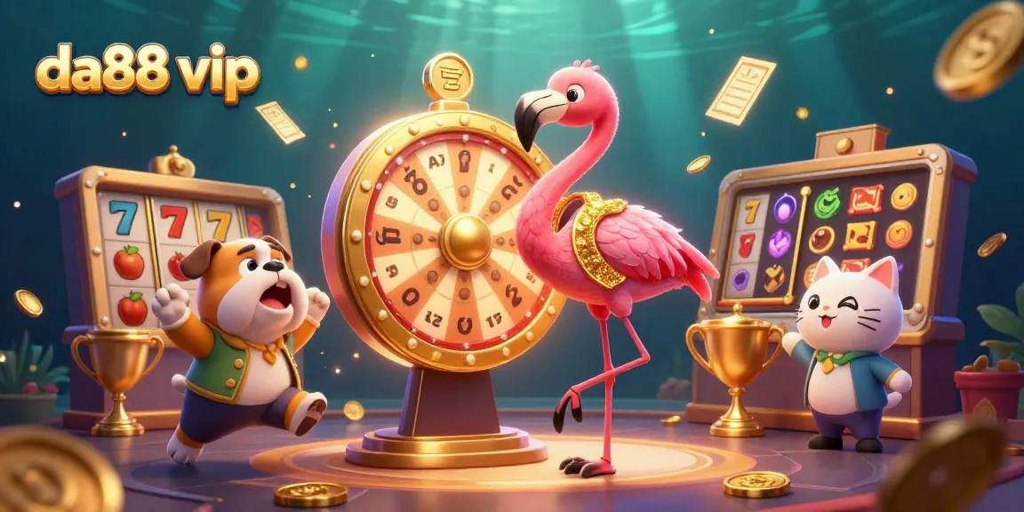Win big with da88 vip featuring excitement in a dynamic casino scene with prizes and characters.